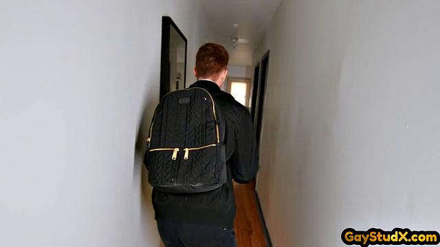 Inked skinny jock assdrilling his BF