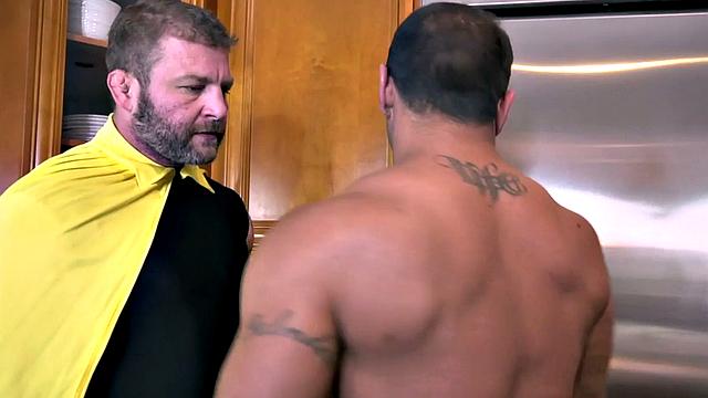 Muscular gay penetrated in anal in doggystyle by hunk