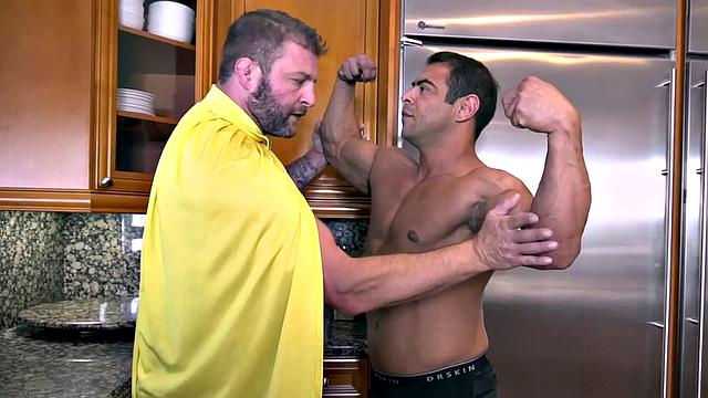 Muscular gay penetrated in anal in doggystyle by hunk