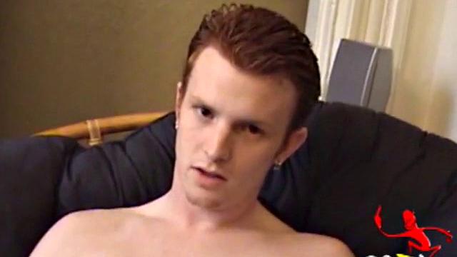 After stripping naked, Miles' uncut cock grows in his hands, as he plays with it. Stroking with determination and edging several times, he finally blows his load onto his tummy.