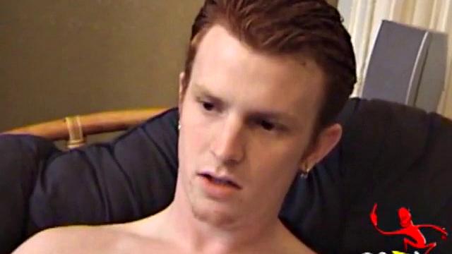 After stripping naked, Miles' uncut cock grows in his hands, as he plays with it. Stroking with determination and edging several times, he finally blows his load onto his tummy.