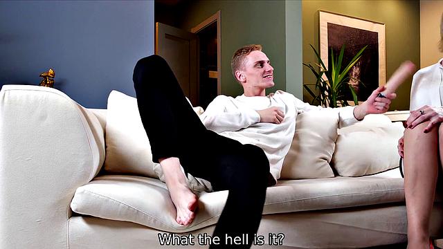 Kinky blonde tutor gets down and dirty with her tutor after discovering her kinky side uses toys