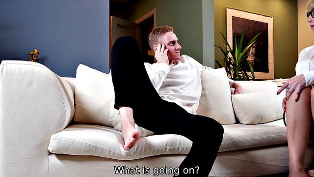 Kinky blonde tutor gets down and dirty with her tutor after discovering her kinky side uses toys