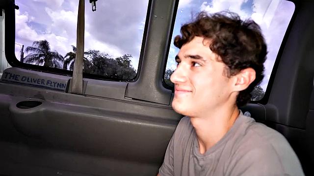 Straight amateur cums on twinks face in outdoor van