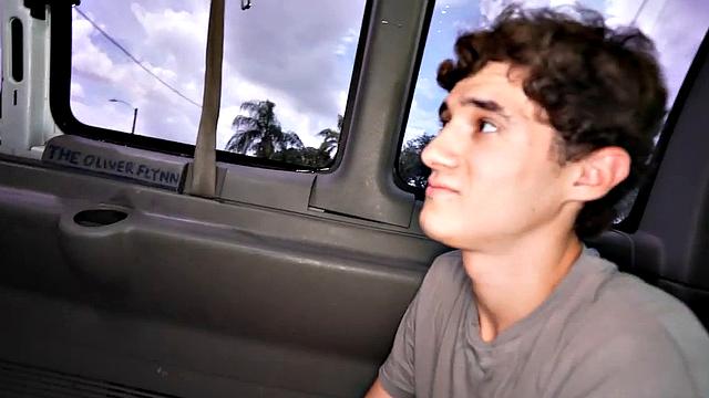 Straight amateur cums on twinks face in outdoor van