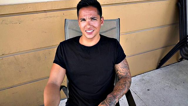 Muscular dude gets a BJ before getting railed in the van