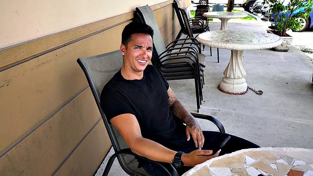 Muscular dude gets a BJ before getting railed in the van