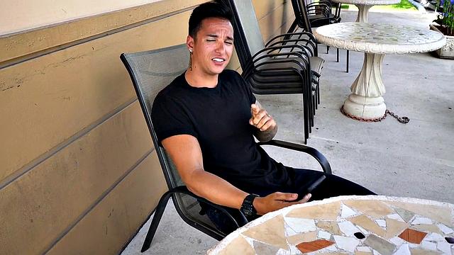 Muscular dude gets a BJ before getting railed in the van