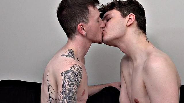 Skinny FTM amateur twink fucked in gay after giving BJ