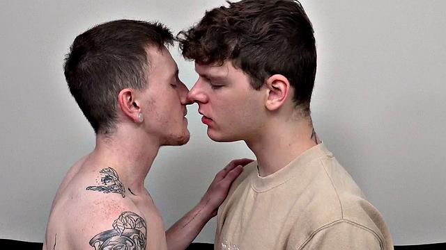 Skinny FTM amateur twink fucked in gay after giving BJ