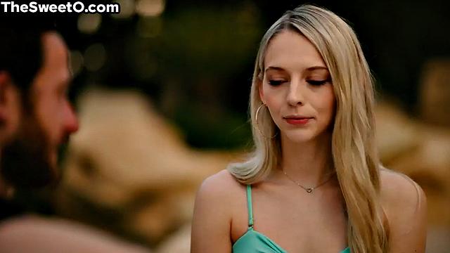 Petite blonde babe bouncing on lover