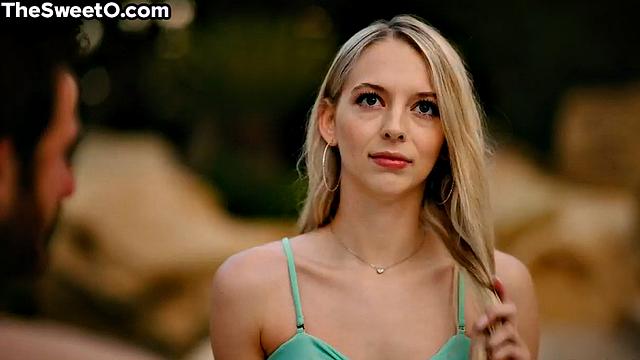 Petite blonde babe bouncing on lover