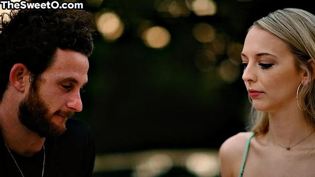 Petite blonde babe bouncing on lover