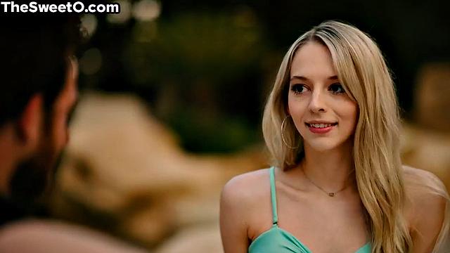 Petite blonde babe bouncing on lover