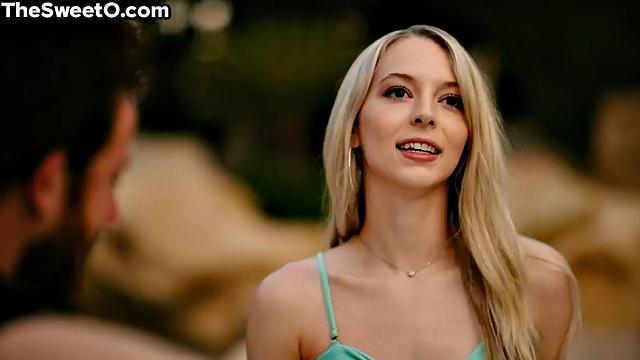 Petite blonde babe bouncing on lover