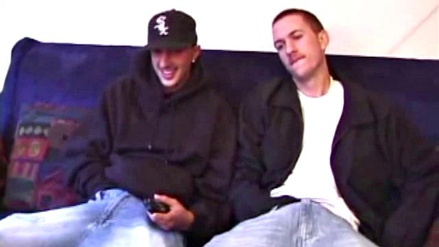 Dion and Casper stroke side by side, hands working hard and cocks dripping with desire