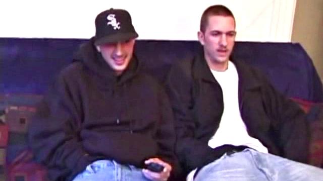 Dion and Casper stroke side by side, hands working hard and cocks dripping with desire