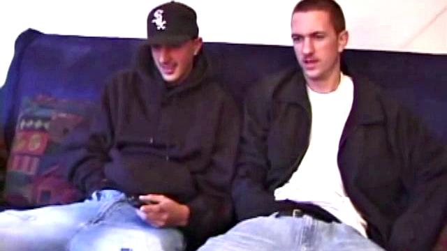 Dion and Casper stroke side by side, hands working hard and cocks dripping with desire