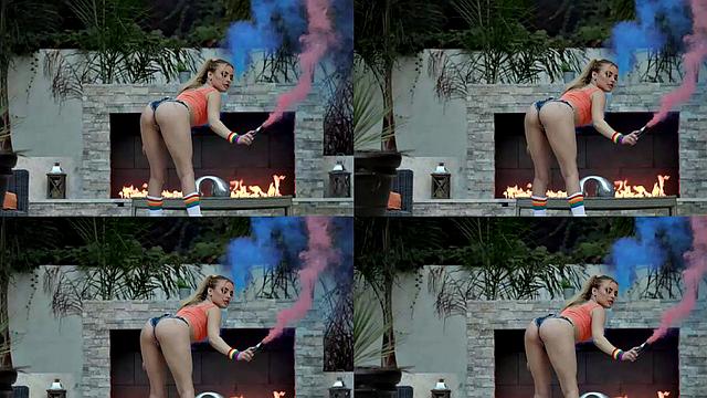 Blonde Big Booty Babe Twerks in Booty Shorts Natural Tits Anna Claire Clouds