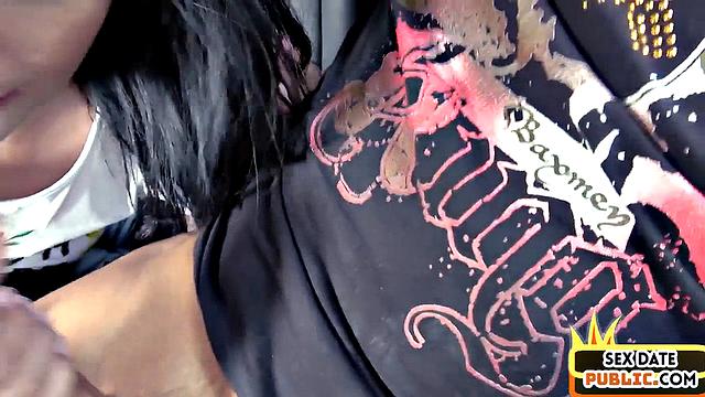 Pickedup babe pounded in public