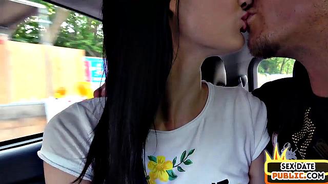 Pickedup babe pounded in public