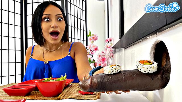 Camsoda - Three sexy sushi lovers suck on cock