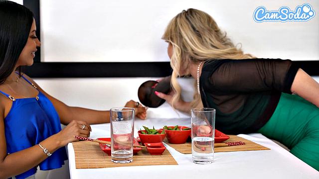 Camsoda - Three sexy sushi lovers suck on cock