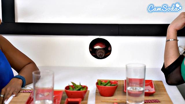 Camsoda - Three sexy sushi lovers suck on cock