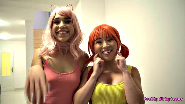 Naughty Cosplay Teens Have Threesome