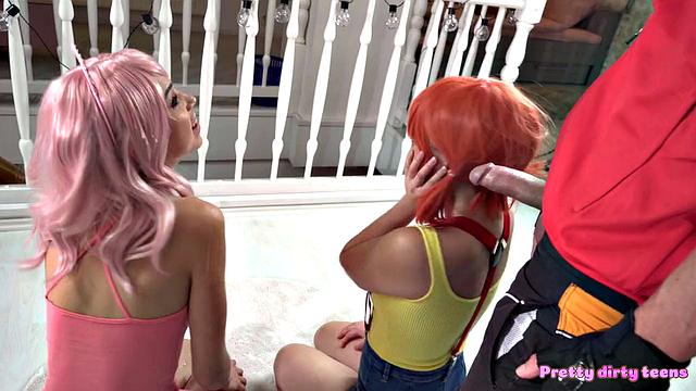 Naughty Cosplay Teens Have Threesome