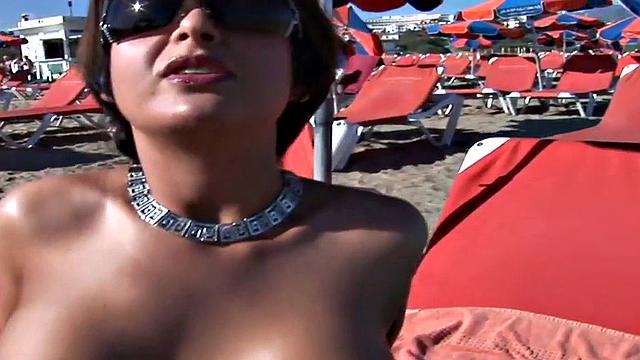 Pickedup bigass bikini slut smashed in POV on the beach