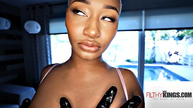 FilthyMassage - BUBBLE BUTT EBONY Gets Covered In Oil And Cock