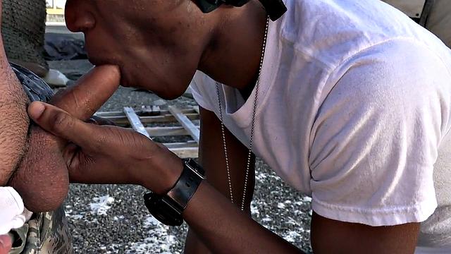 Black navy stud bareback fucked in outdoor orgy on orders