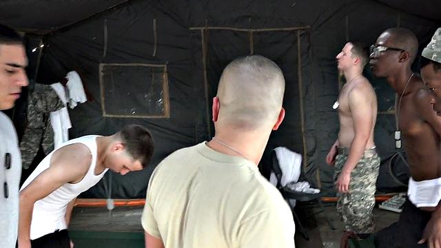 Black navy stud bareback fucked in outdoor orgy on orders