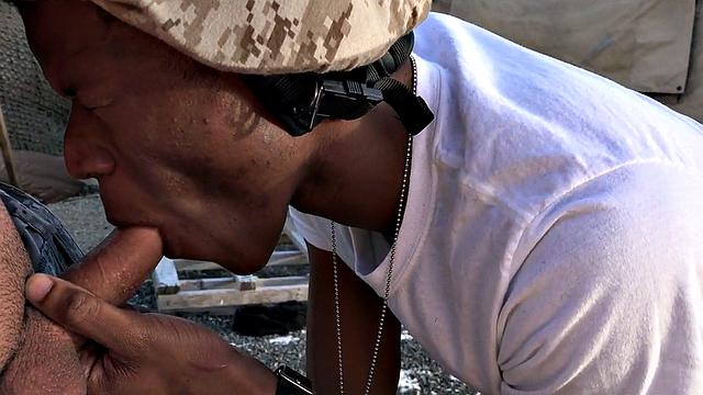 Black navy stud bareback fucked in outdoor orgy on orders