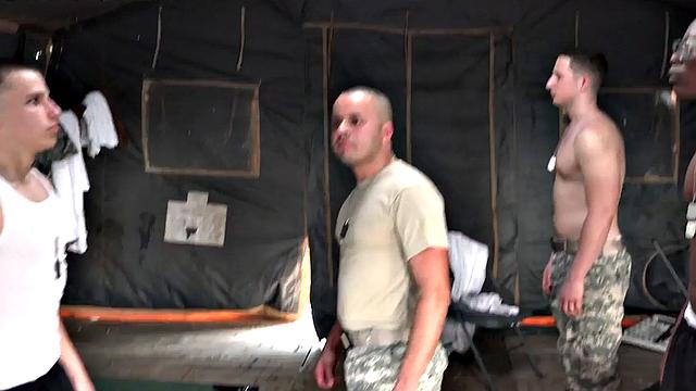 Black navy stud bareback fucked in outdoor orgy on orders