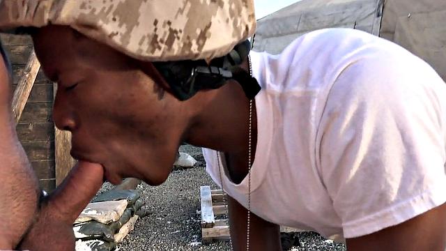 Black navy stud bareback fucked in outdoor orgy on orders