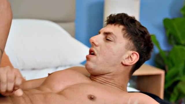 Eager muscled jock pounded his BF