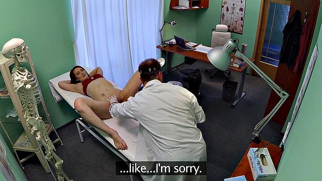 Redhead with glasses gives a sexy hospital surprise to doc in reverse cowgirl
