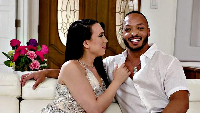 Transsexual filled with male cock in anal hole