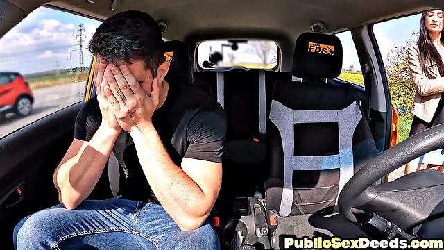 Nympho driving examiner rides cock