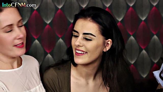 Naughty CFNM babes love deepthroating