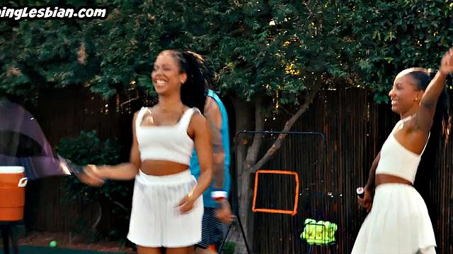 Tennis ebony lesbians outdoor fuck