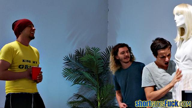 Big-titted MILF drilled by short king