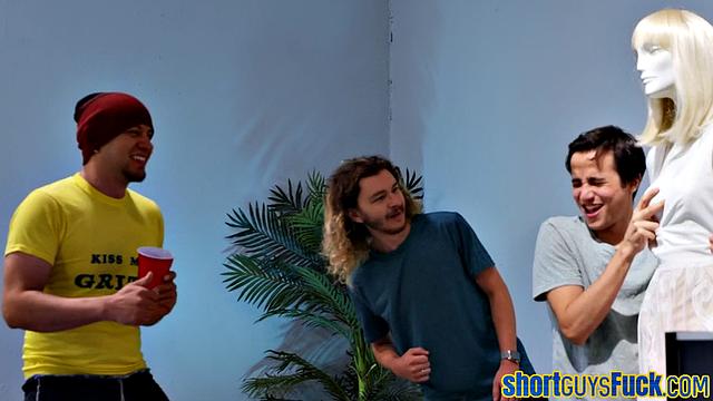 Big-titted MILF drilled by short king