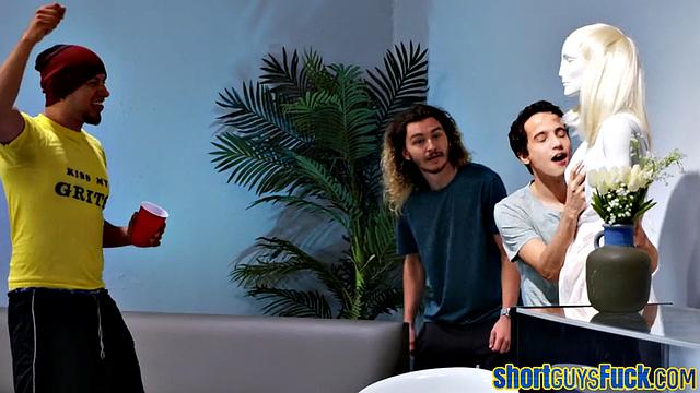 Big-titted MILF drilled by short king