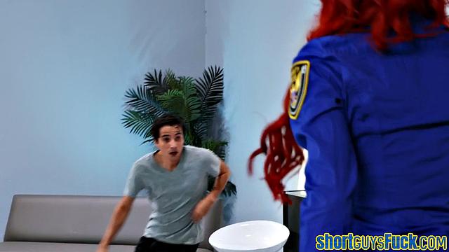 Big-titted MILF drilled by short king