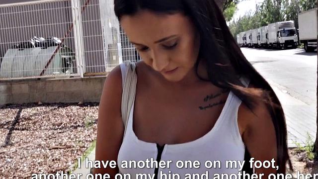 Hot tattooed brunette gets fucked hard after a POV casting couch fuck