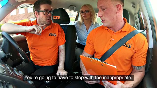 Blonde with glasses gets fingered and squirts in orgasmic car ride