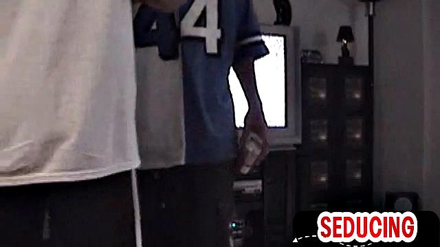 Skinny and hairy amateur gets sucked by gay at home